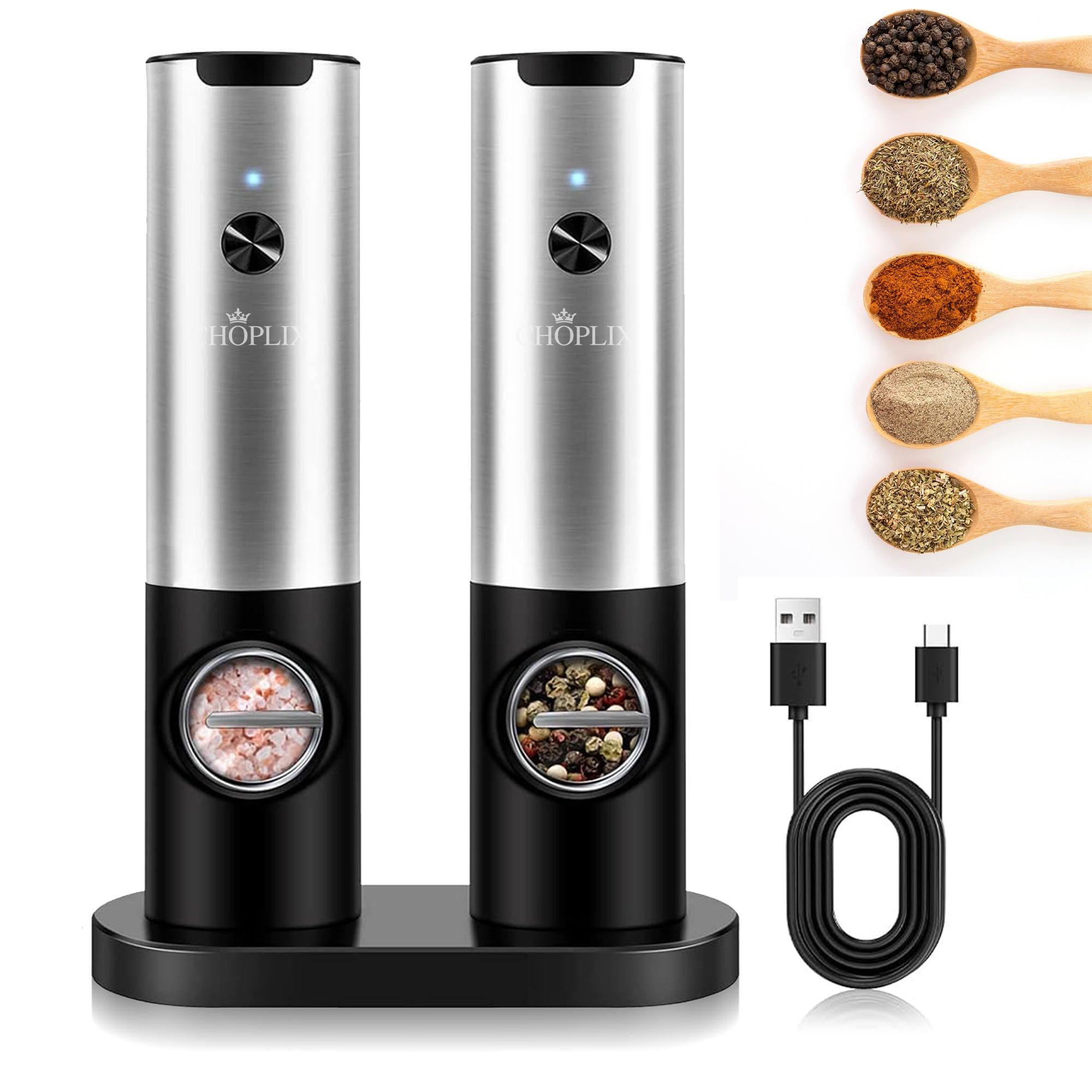 MaxiMills Premium Electric Pepper Grinder Set - CHOPLIX