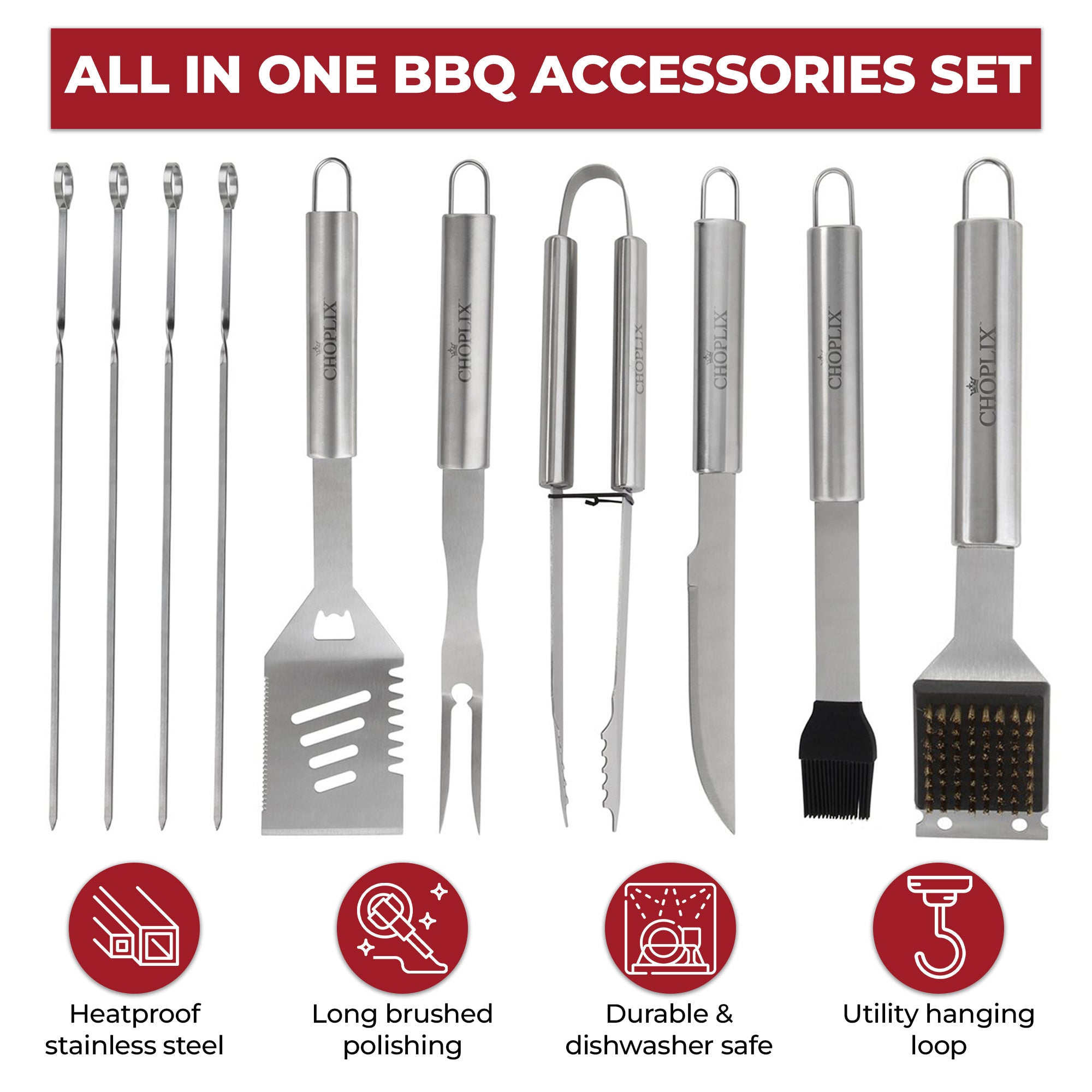 BBQMaster Elite 24-Piece Stainless Steel Grill Set - CHOPLIX