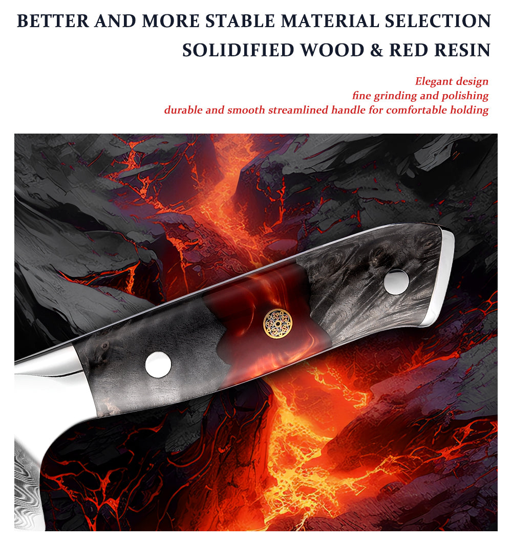 EmberSharp Series 3-Piece Knife Set – 67 Layers Damascus Steel Blades with Resin & Solidified Wood Handles - CHOPLIX
