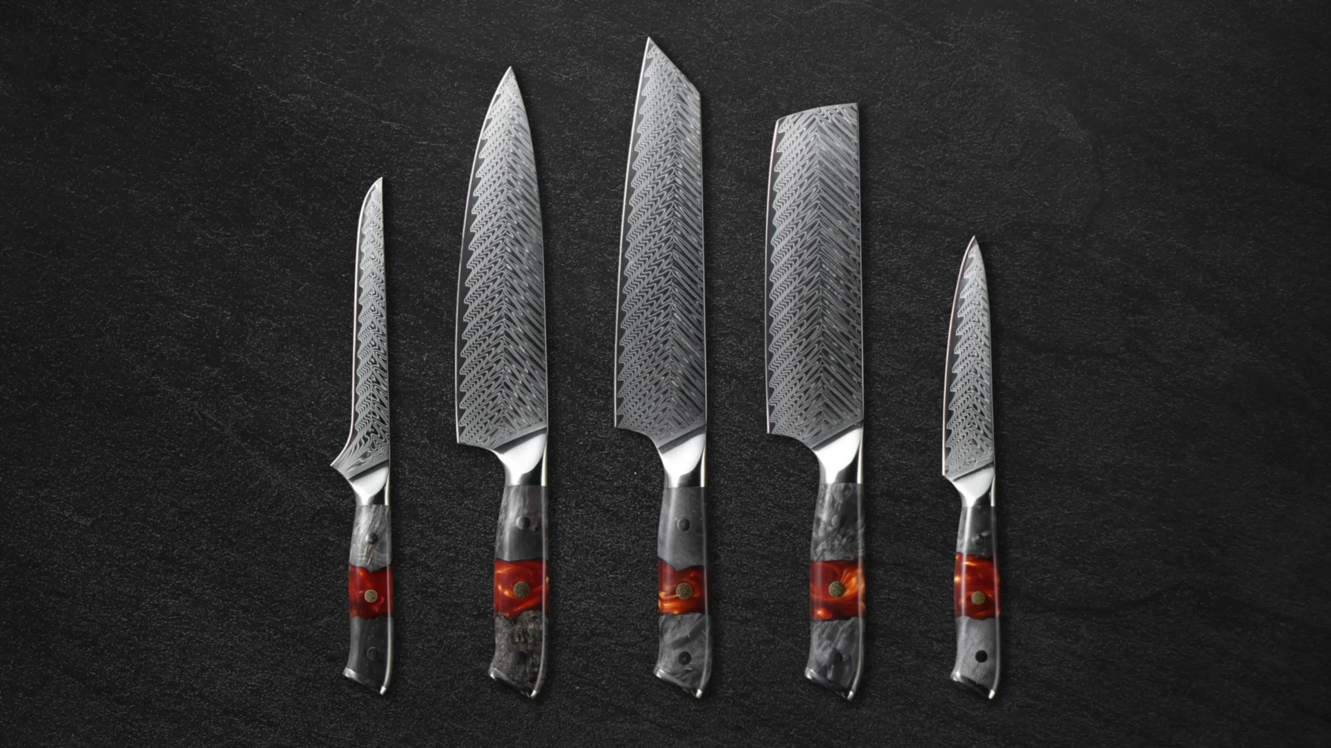 EmberSharp Series 3-Piece Knife Set – 67 Layers Damascus Steel Blades with Resin & Solidified Wood Handles - CHOPLIX