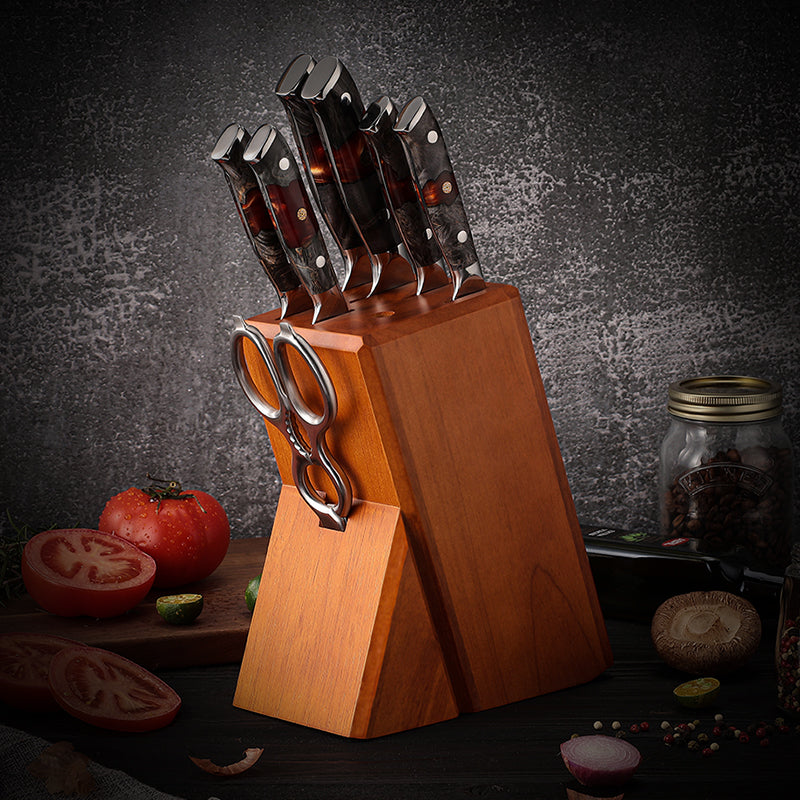 EmberSharp Series 5-inch Utility Knife – 67 Layers Damascus Steel Blades with Solidified Wood + Red Resin Handle - CHOPLIX