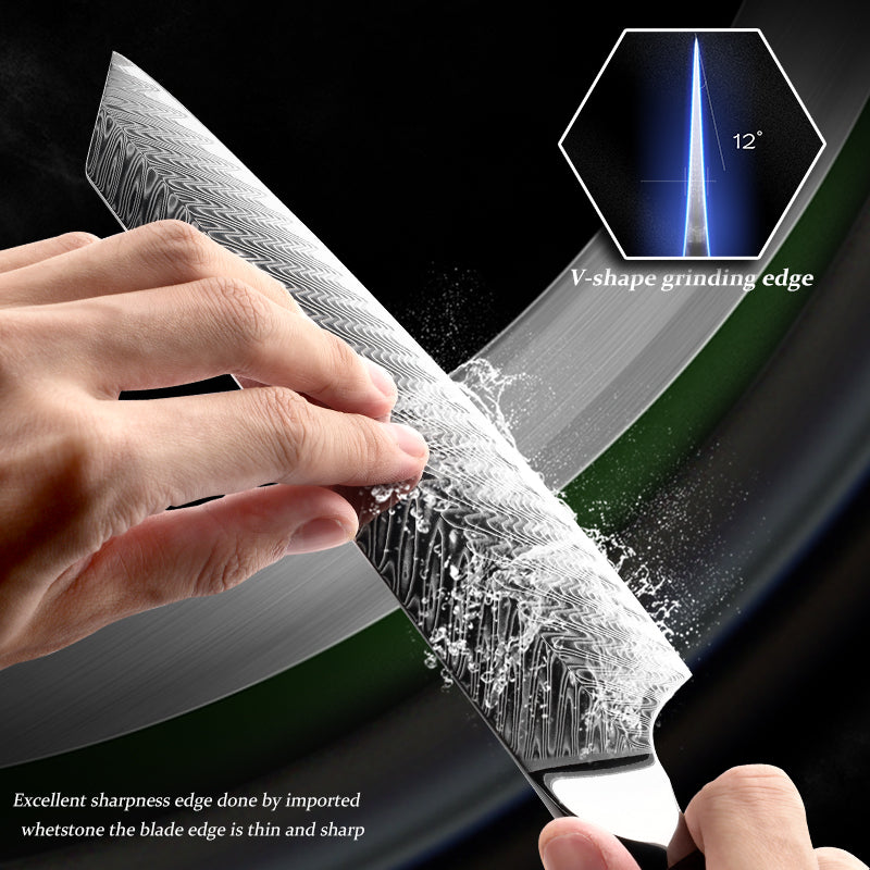 EmberSharp Series 8-inch Kiritsuke Knife – 67 Layers Damascus Steel Blades with Solidified Wood + Red Resin Handles - CHOPLIX