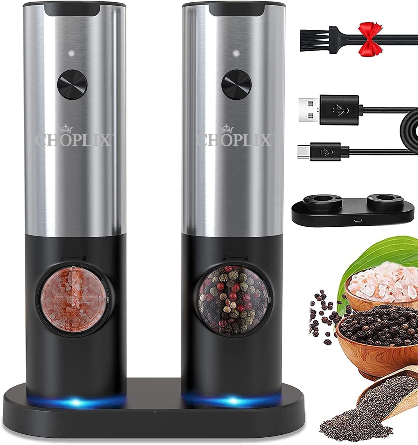 MaxiMills Premium Electric Pepper Grinder Set - CHOPLIX