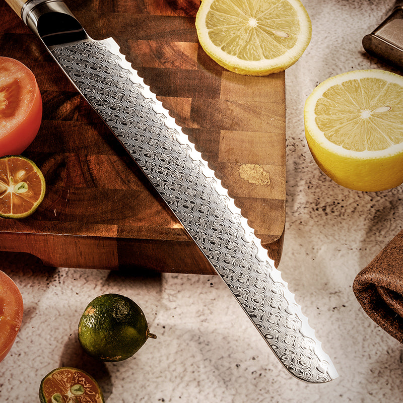Legacy Forge 8-inch Bread Knife – 67-Layer Damascus Blade - CHOPLIX