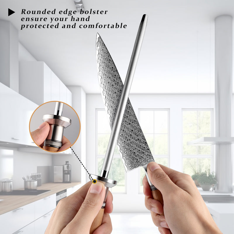 Legacy Forge 10-inch Diamond Sharpening Rod – 67-Layer Damascus Steel - CHOPLIX