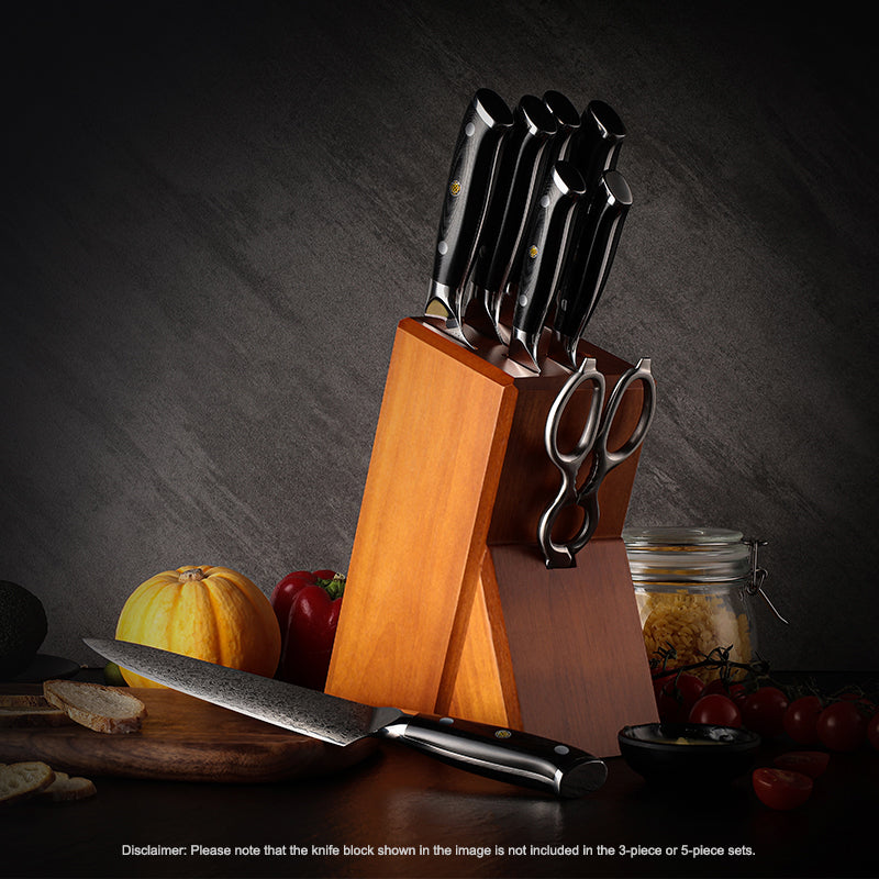 Midnight Diamond Series 5-Piece Knife Set - Damascus Steel Blades with G10 Handles - CHOPLIX