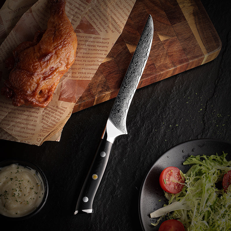 Midnight Diamond Series 5.5-inch Boning Knife - 67 Layers Damascus Steel Blade with G10 Handle - CHOPLIX