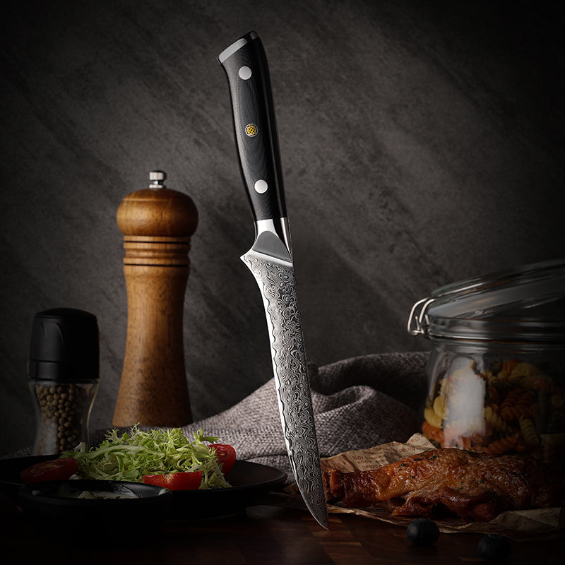 Midnight Diamond Series 5.5-inch Boning Knife - 67 Layers Damascus Steel Blade with G10 Handle - CHOPLIX