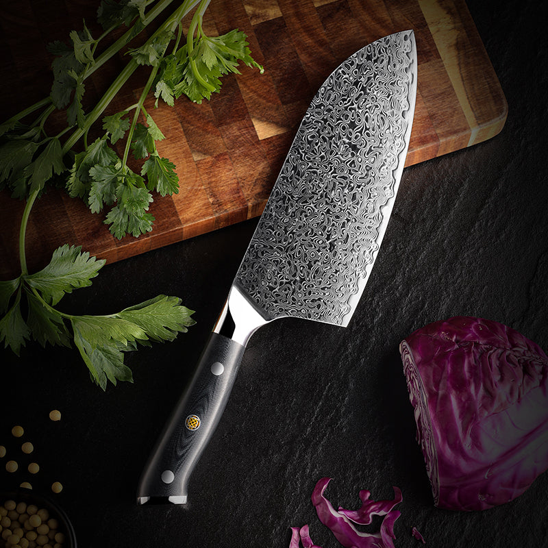 Midnight Diamond Series 7.2-inch Cleaver Knife - VG10 Damascus Blade - CHOPLIX