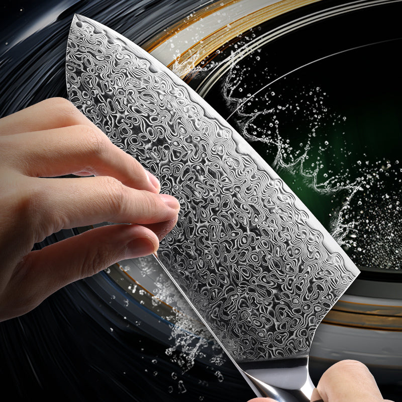 Midnight Diamond Series 7.2-inch Cleaver Knife - VG10 Damascus Blade - CHOPLIX
