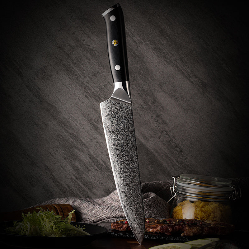 Midnight Diamond Series 8-inch Chef's Knife - VG10 Damascus Blade - CHOPLIX