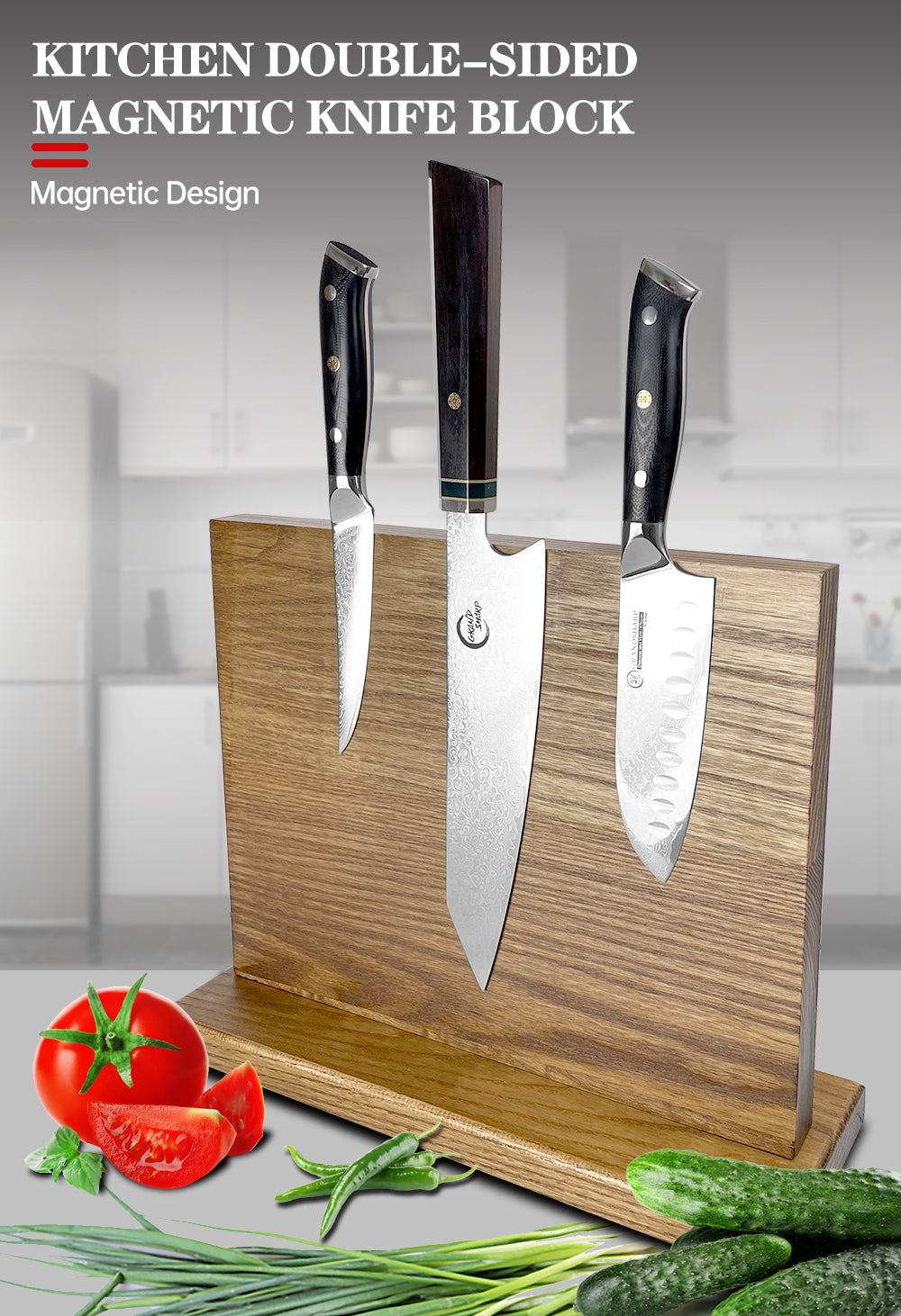 Magnetic Knife Block - Bamboo Finish - CHOPLIX