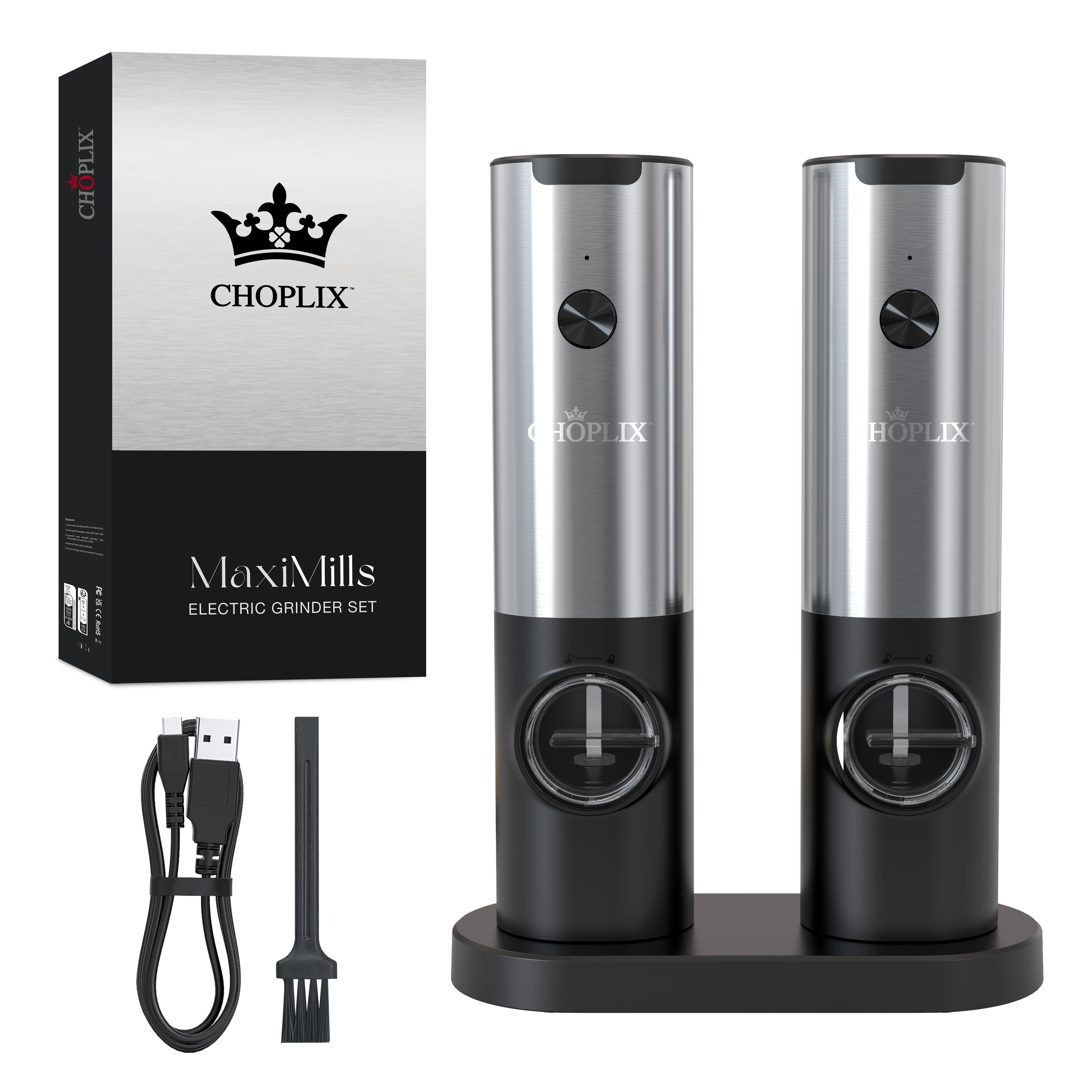 MaxiMills Premium Electric Pepper Grinder Set - CHOPLIX