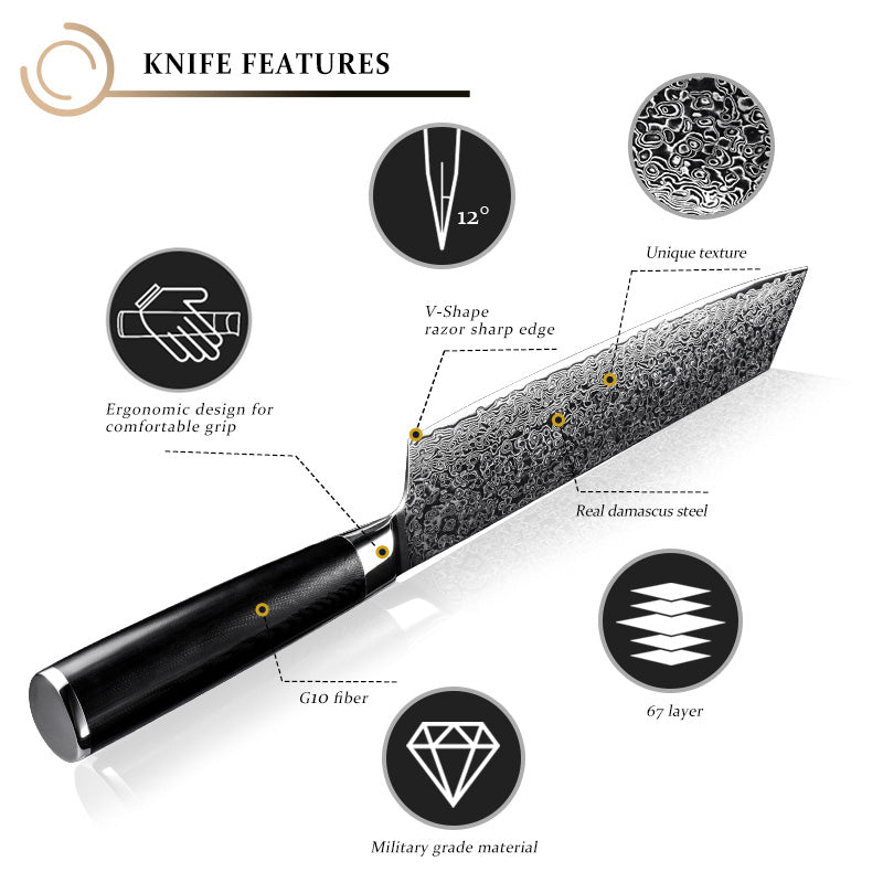 Obsidian Series 8.2-inch Chef's Knife - 67 Layer Damascus Blade with G10 Handle - CHOPLIX