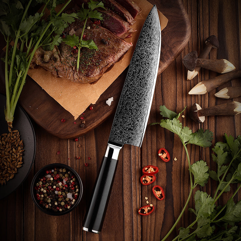 Obsidian Series 8-inch Chef's Knife - 67 Layer Damascus Blade with G10 Handle - CHOPLIX