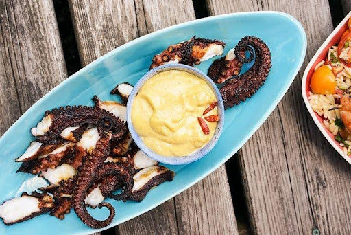 Char-grilled octopus with Pesto