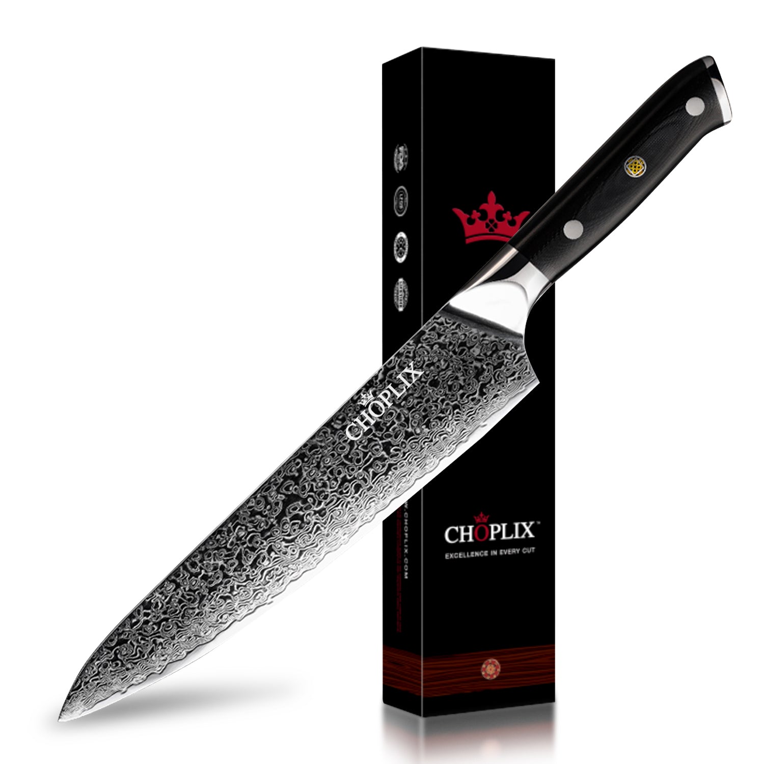 Midnight Diamond Series 8-inch Chef's Knife - VG10 Damascus Blade - CHOPLIX