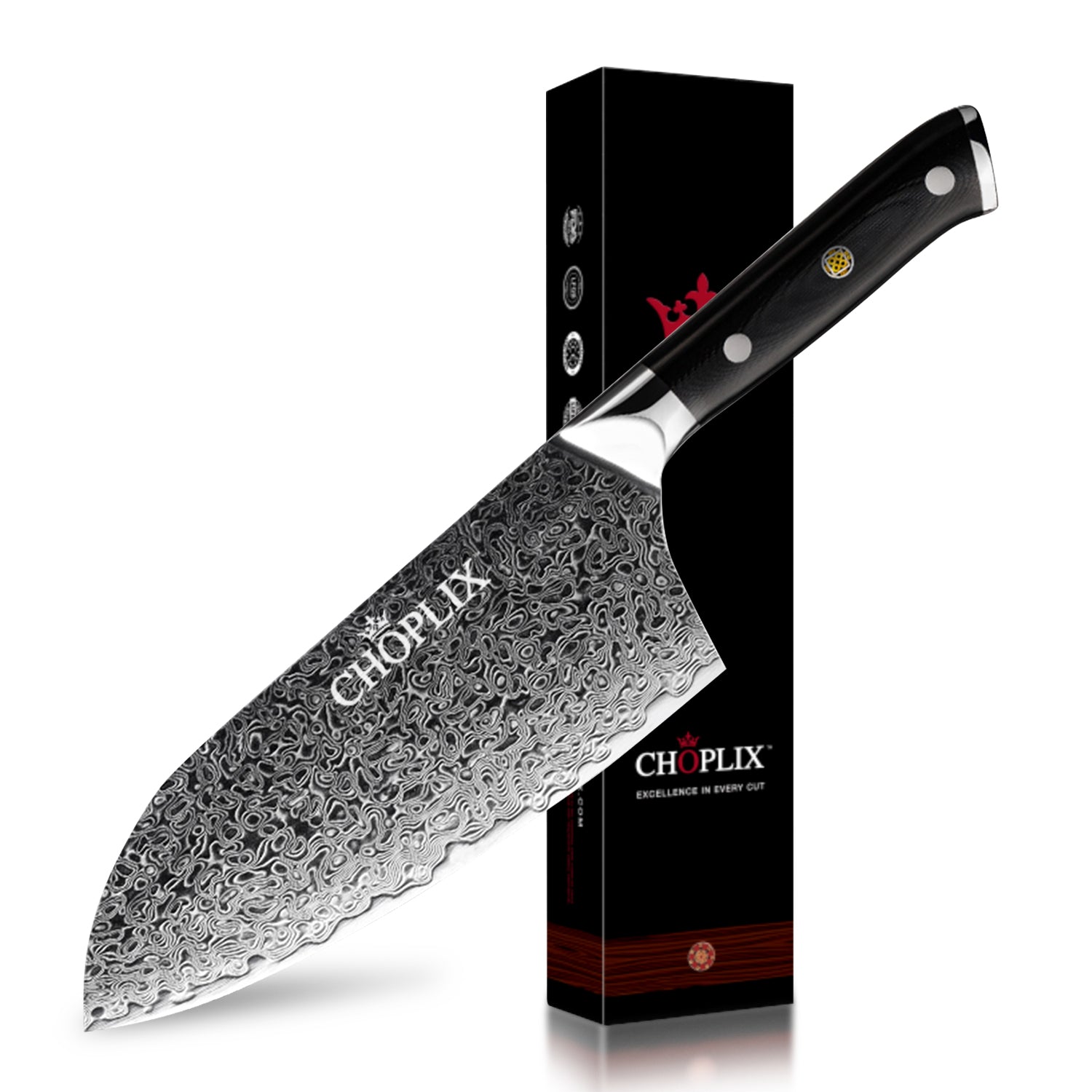 Midnight Diamond Series 7.2-inch Cleaver Knife - VG10 Damascus Blade - CHOPLIX