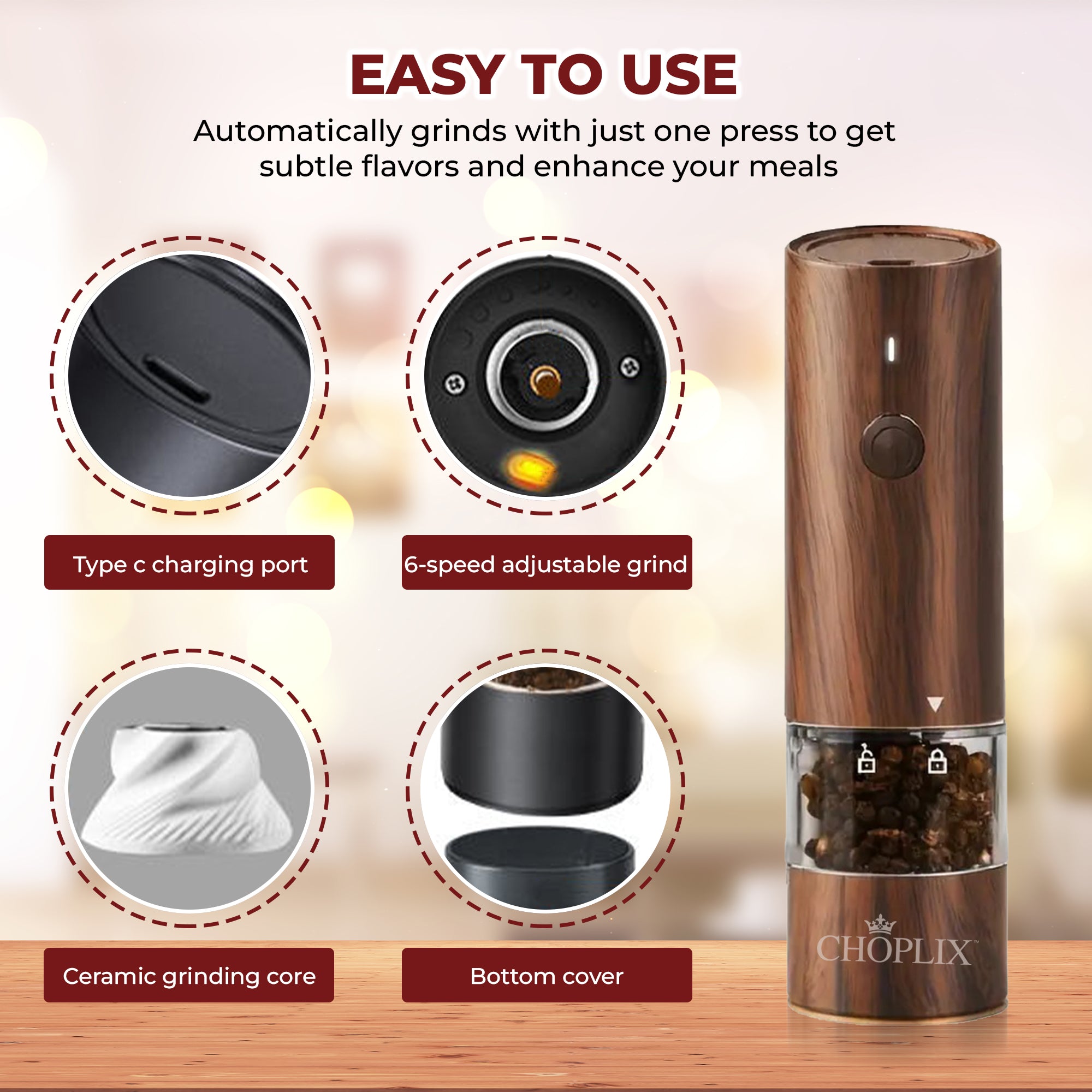 MILLOMATIC Electric Salt and Pepper Grinder Set - CHOPLIX