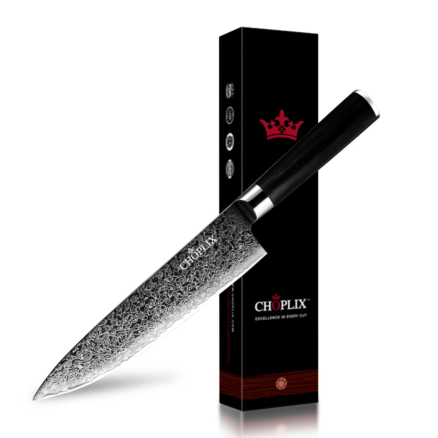 Obsidian Series 8-inch Chef's Knife - 67 Layer Damascus Blade with G10 Handle - CHOPLIX