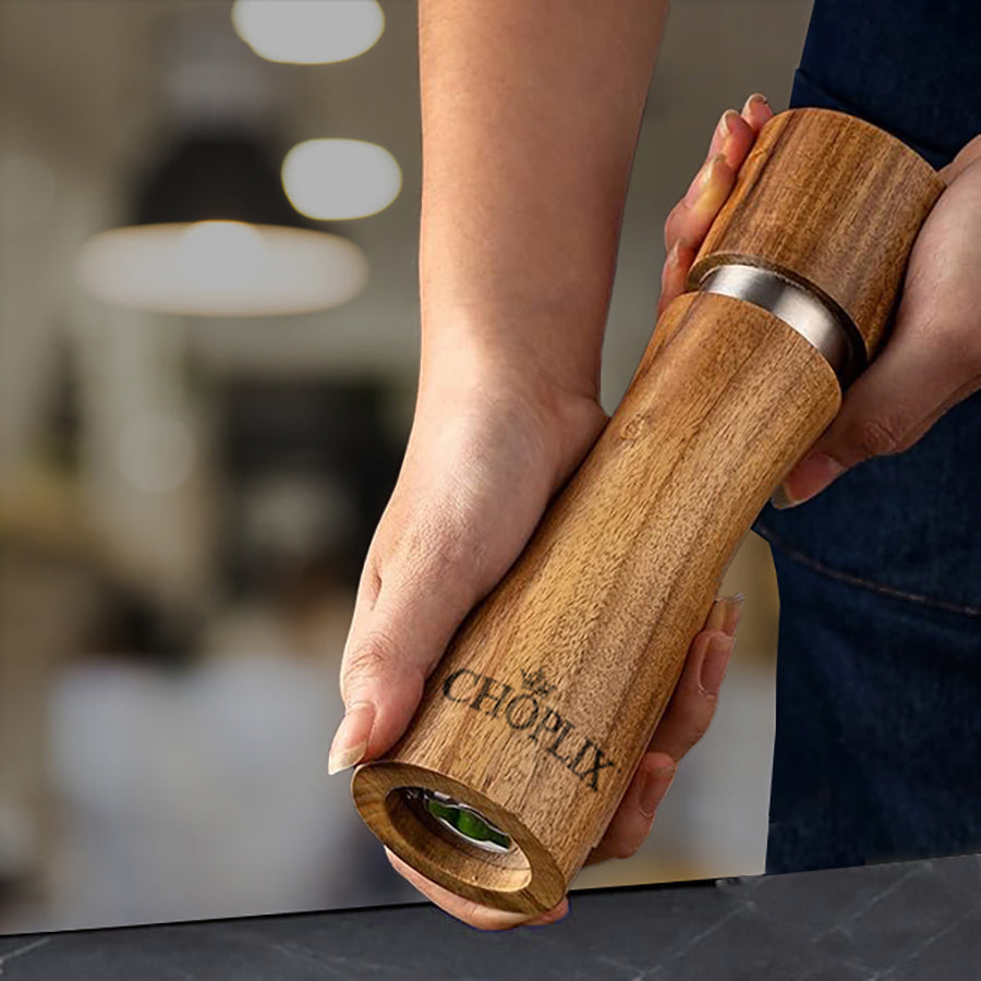 ForestMills Acacia Wood Salt and Pepper Grinder Set - CHOPLIX