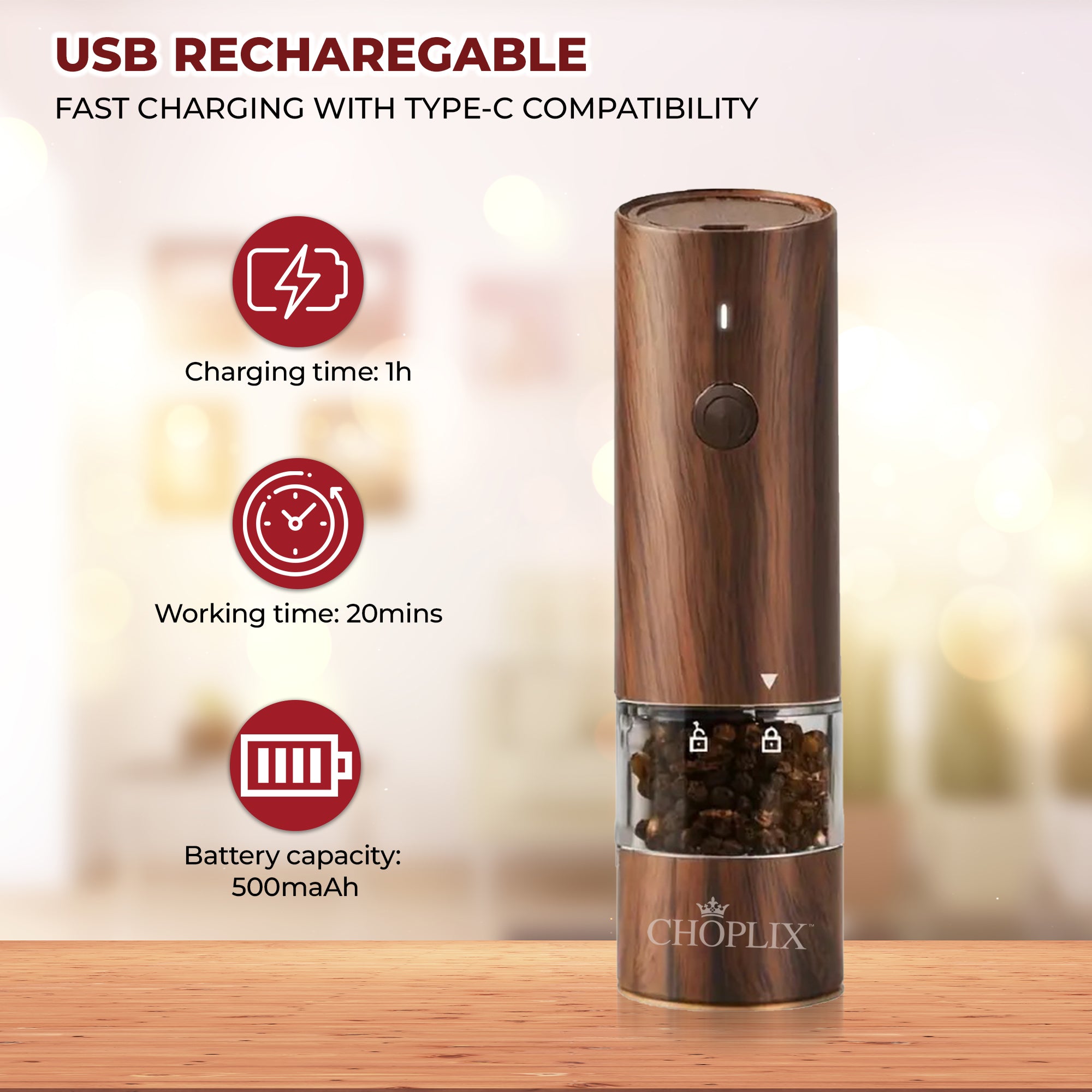 MILLOMATIC Electric Salt and Pepper Grinder Set - CHOPLIX