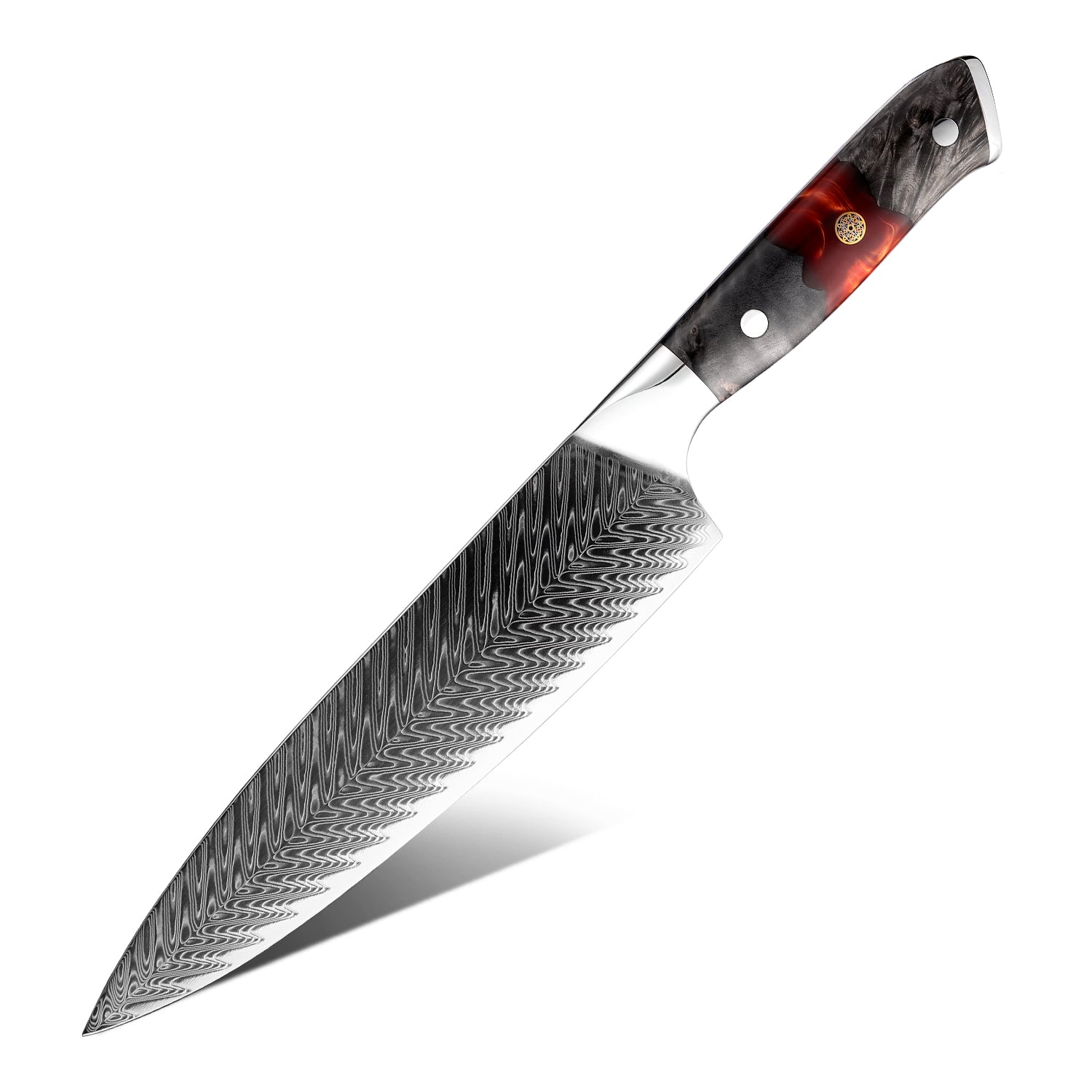 EmberSharp Series 8-inch Chef's Knife – 67 Layers Damascus Steel Blades with Solidified Wood + Red Resin Handle - CHOPLIX