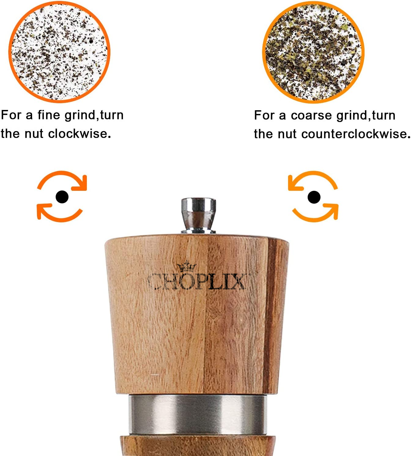 ForestMills Acacia Wood Salt and Pepper Grinder Set - CHOPLIX