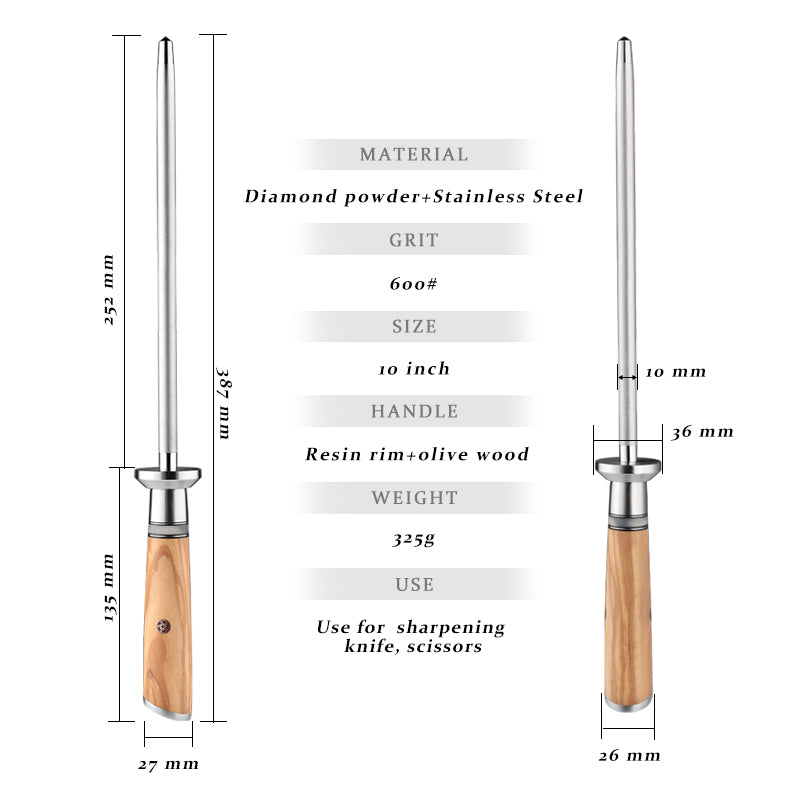 Legacy Forge 10-inch Diamond Sharpening Rod – 67-Layer Damascus Steel - CHOPLIX