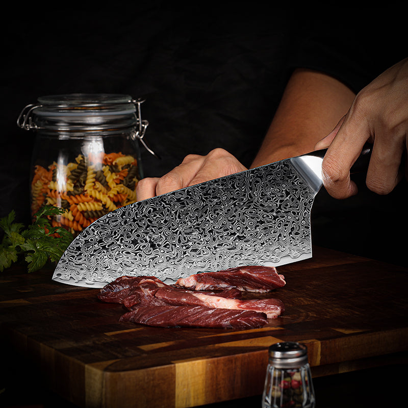 Midnight Diamond Series 7.2-inch Cleaver Knife - VG10 Damascus Blade - CHOPLIX